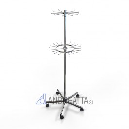 166/B/50 Piantana portacinture girevole doppia, regolabile in altezza, Base a 5 razze